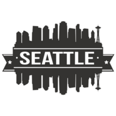 Seattle Skyline Silhouette Stamp Sticker