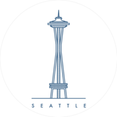 Seattle Space Needle Circle Sticker