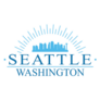 Seattle Washington Blue Lettering City Skyline Sticker