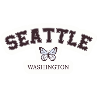 Seattle Washington Butterfly Typography Sticker