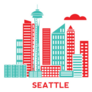 Seattle Washington City Architecture Retro Sticker