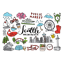 Seattle Washington Monuments & Sights Hand Drawn Sticker