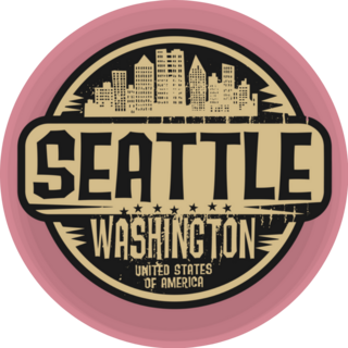 Seattle, Washington Skyline Label Illustration Sticker