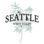 Seattle West Coast Slogan With Flowers Illustration Sticker