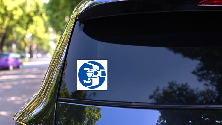 Secure Hatches Sign Sticker on a Rear Car Window (New) example