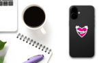 Self Love Heart Sticker on a Phone (New) example