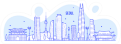 Seoul Skyline, South Korea Illustration Sticker