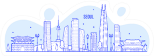 Seoul Skyline, South Korea Illustration Sticker
