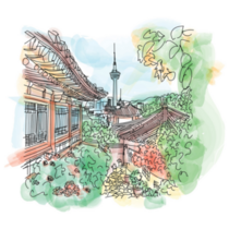 Seoul Tower Illustration Sticker