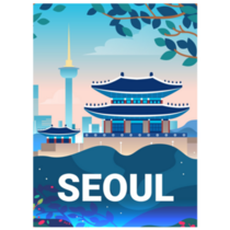 Seoul Travel Illustration Sticker