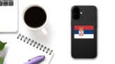 Serbia Flag Sticker on a Phone (New) example