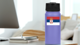 Serbia Flag Sticker on a Water Bottle (New) example
