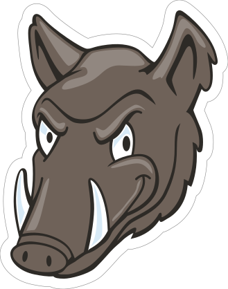 Serious Boar Head Mascot Sticker