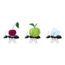 Set Ants Carrying Different Fruits Sticker