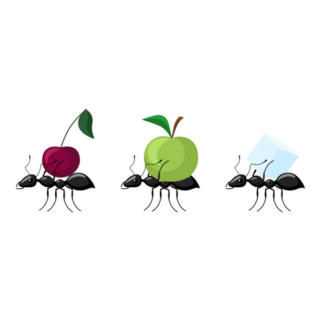 Set Ants Carrying Different Fruits Sticker