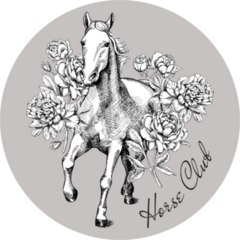 Set Card Horse Black & White Flower Sticker