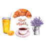Set For French Breakfast Croissant Illustration Sticker