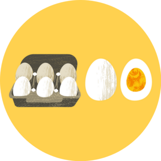 Set Of 6 Fresh Eggs In Carton, Breakfast Sticker