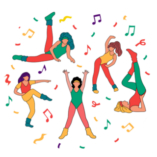 Set Of 80s Girls Doing Aerobics Sticker