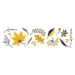Set Of Autumn Leaves In Cartoon Style Sticker