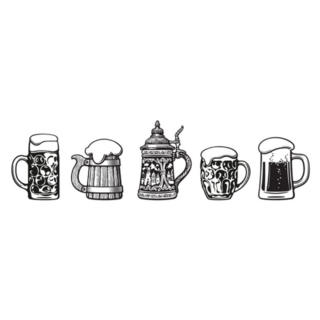 Set Of Beer Mugs Sketched Sticker 