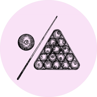 Set Of Billiard Balls In Triangle On Pink Sticker