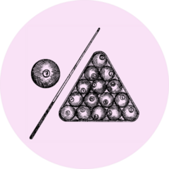 Set Of Billiard Balls In Triangle On Pink Sticker
