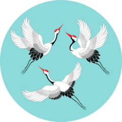 Set Of Birds Beautiful Cranes On Blue Sticker