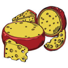 Set Of Cheeses In A Red Package Sticker