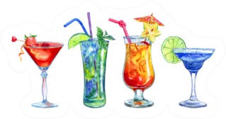 Set Of Cocktails Sticker