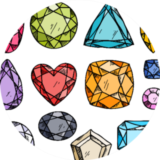 Set Of Colorful Jewels Hand Drawn Gemstones Illustration Sticker