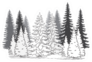 Set Of Coniferous Trees Silhouettes Winter Landscape Sticker