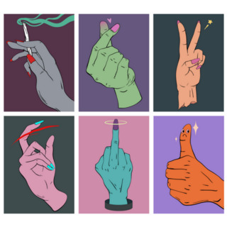 Set Of Cool Hand Art Middle Finger Sticker