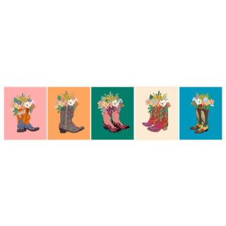 Set Of Cowboy Boots With Flowers Sticker