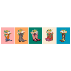 Set Of Cowboy Boots With Flowers Sticker