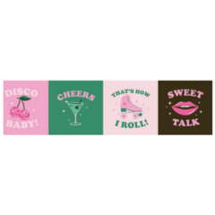 Set Of Cute 70s Disco Posters Sticker