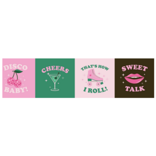 Set Of Cute 70s Disco Posters Sticker