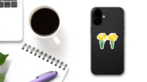 Set Of Daffodil Floral Illustrations Sticker on a Phone (New) example