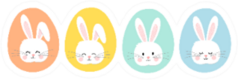 Set Of Easter Bunny Rabbits On Pastel Eggs Sticker