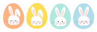 Set Of Easter Bunny Rabbits On Pastel Eggs Sticker