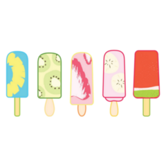 Set Of Fruit Popsicles For Summer Sticker