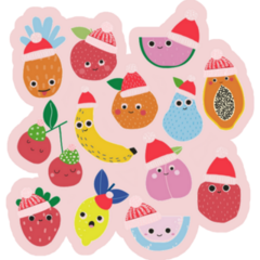 Set Of Funny Christmas Fruits Winter Sticker