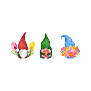 Set Of Gnomes With Flowers Tulips Watercolor Netherlands Sticker