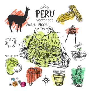 Set Of Hand Drawn Symbols Of Peru Sticker
