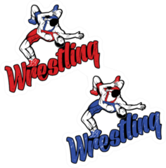 Set Of Hand Drawn Wrestling Sport Logos Sticker