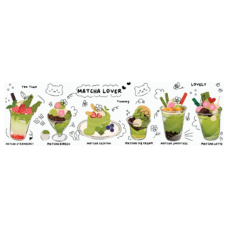 Set Of Healthy Beverage, Matcha Latte Sticker