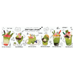 Set Of Healthy Beverage, Matcha Latte Sticker