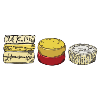 Set Of Large Cheese Circle In Red Packaging Sticker 