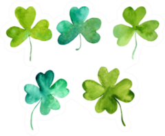 Set Of Lucky Clover Leaves In Watercolor Sticker