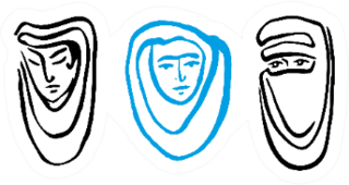 Set Of Muslim Women In  Hijab Or Burka Line Art Sticker